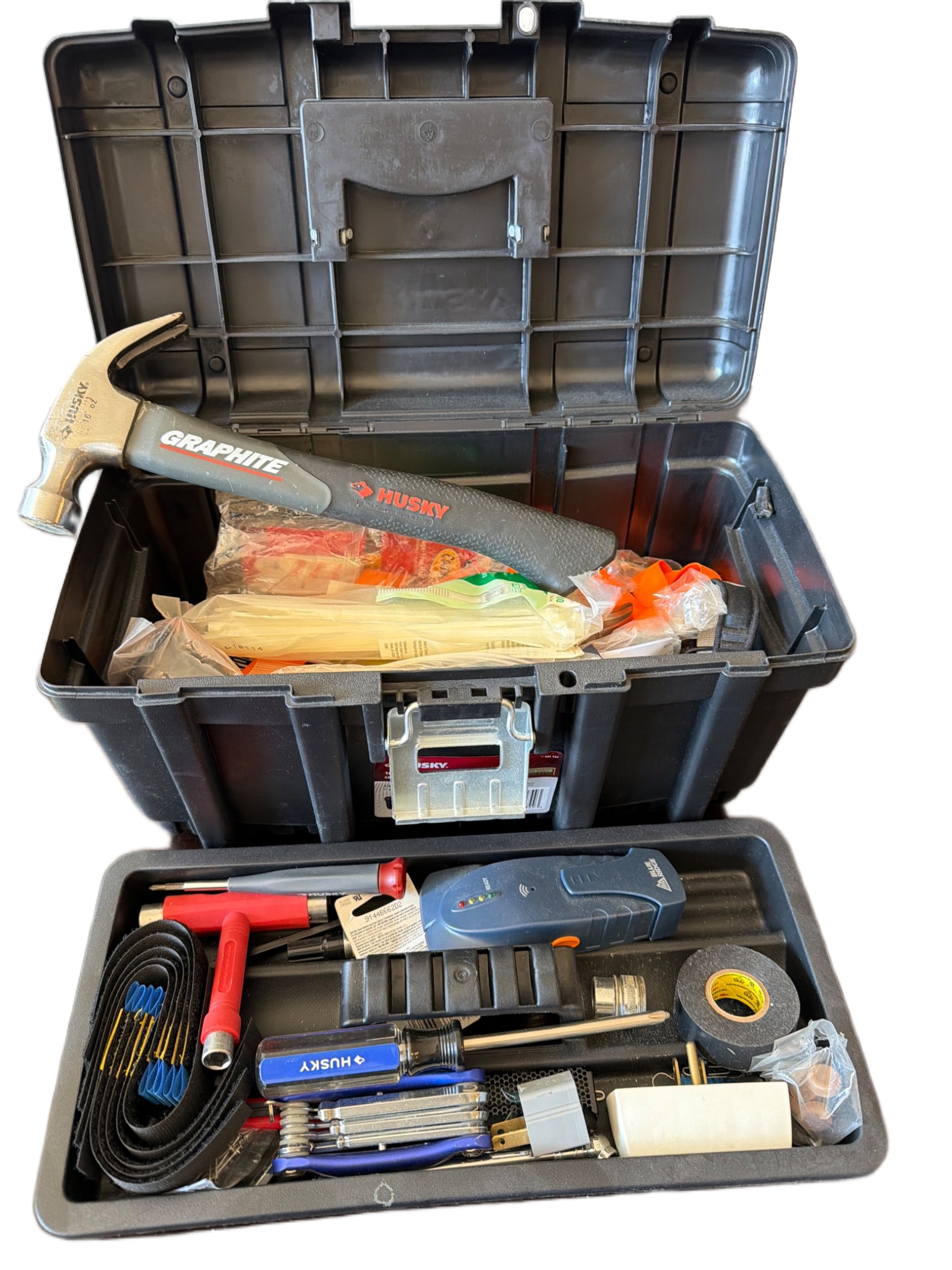 Husky 16-Inch Plastic Tool Box with Assorted Tools (1 of 2)