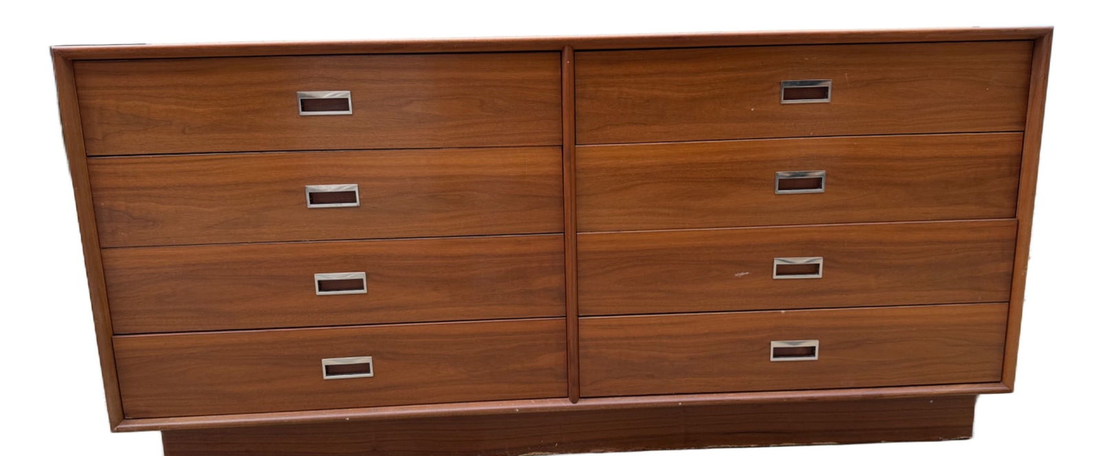 Mid-Century Modern Walnut Veneer Double Dresser with Six Drawers (1 of 4)
