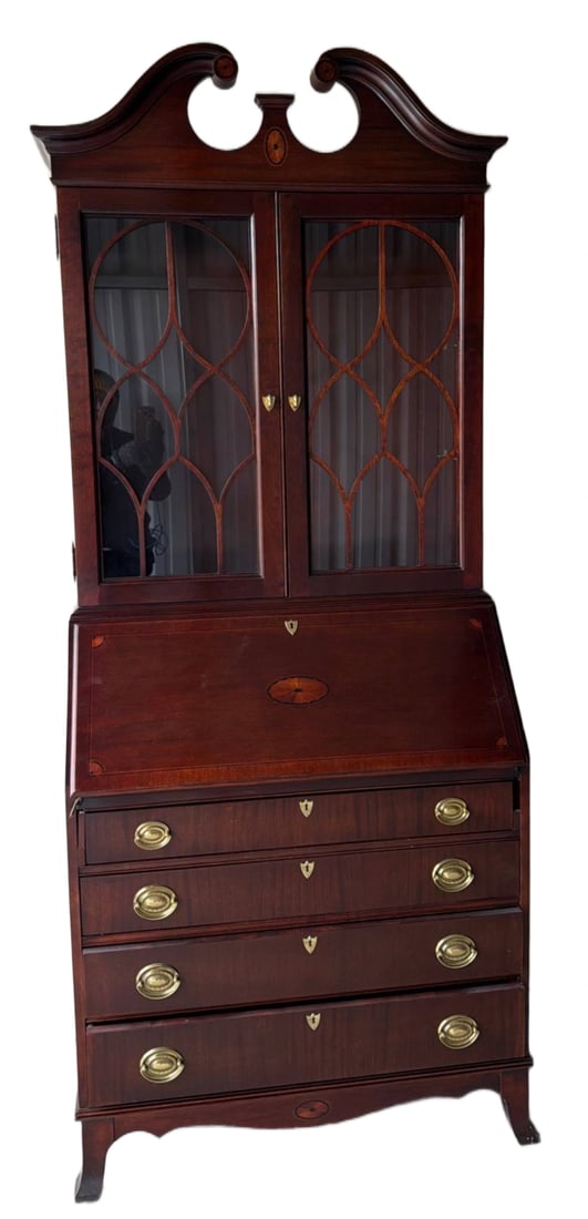 Mahogany Secretary Bookcase by Jasper Cabinet with Glass Doors (1 of 5)