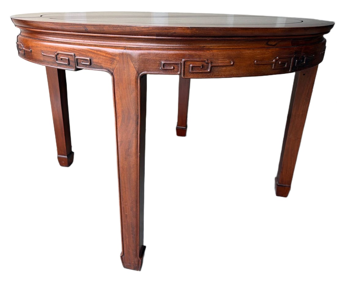 Hong Kong Made Expandable Round Wood Dining Table With Three Leaves – Rosewood (1 of 10)