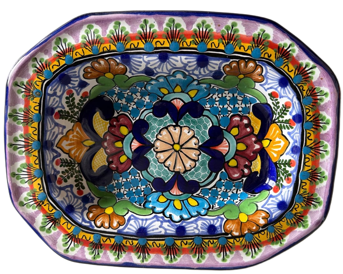 Hand-Painted Talavera Ceramic Serving Bowl by Hernandez, Puebla, Mexico (1 of 3)