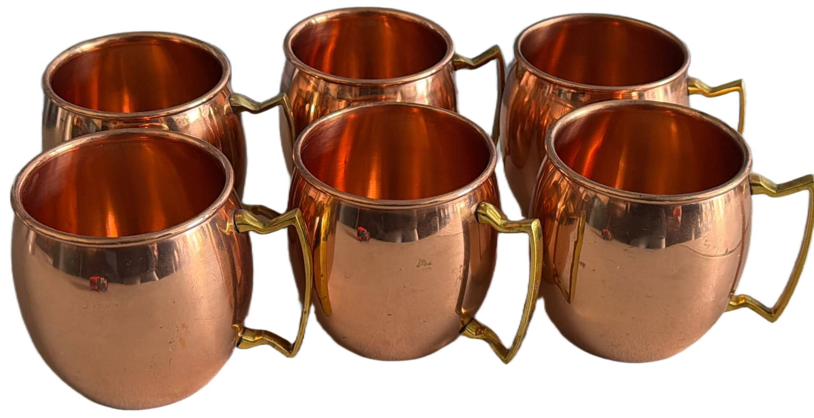 6 Copper Moscow Mule Mugs with Brass Handles (1 of 4)