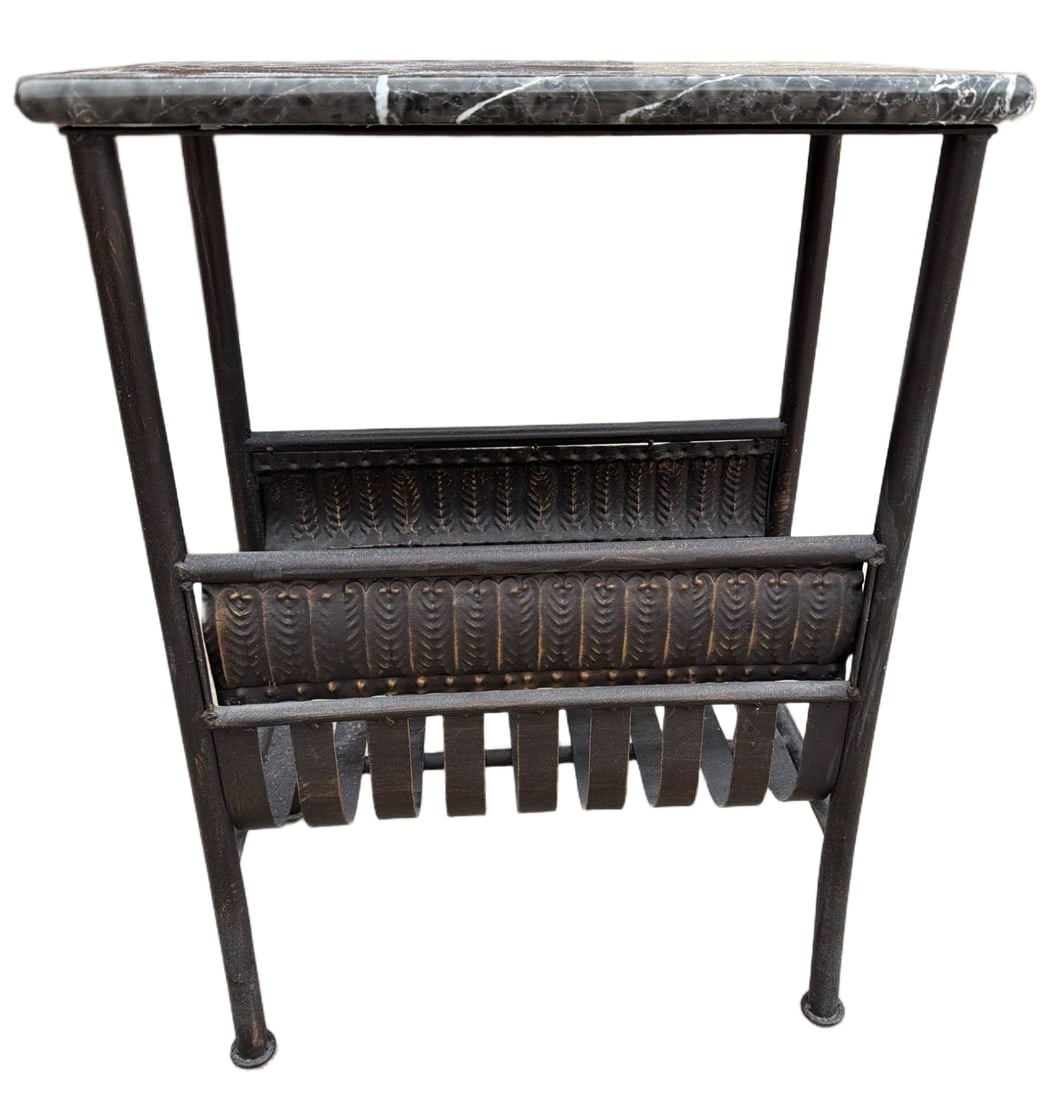 Metal and Marble Magazine Rack with Decorative Detailing (1 of 4)