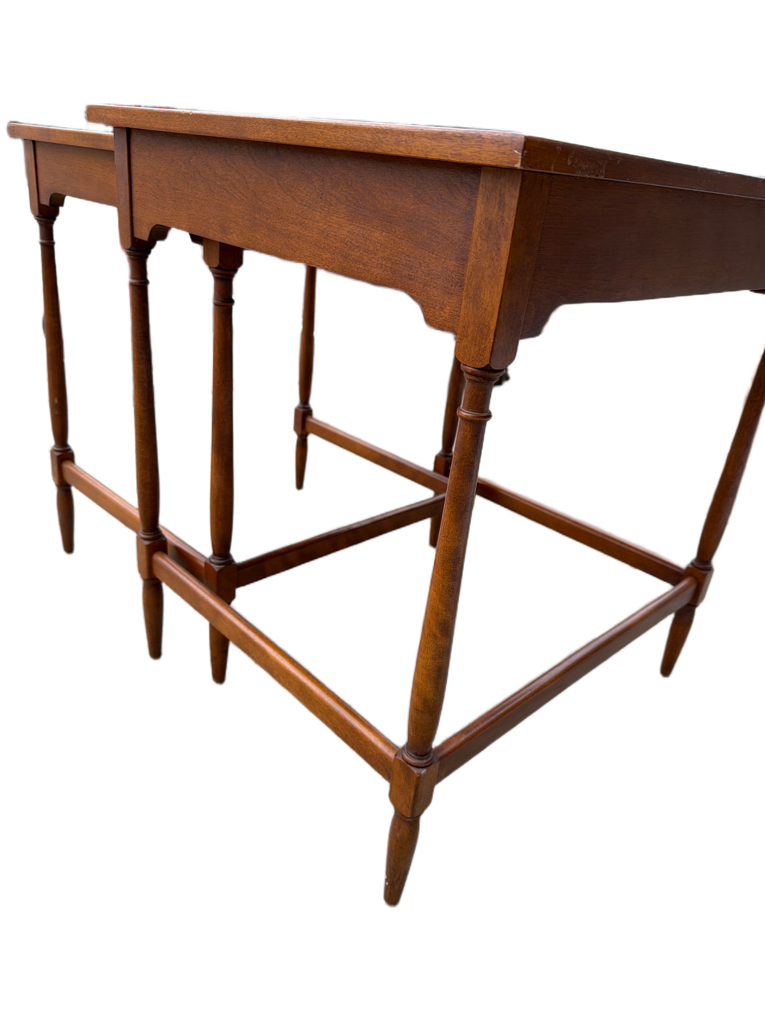 Two Wooden Stackable Nesting Tables with Turned Legs - 3