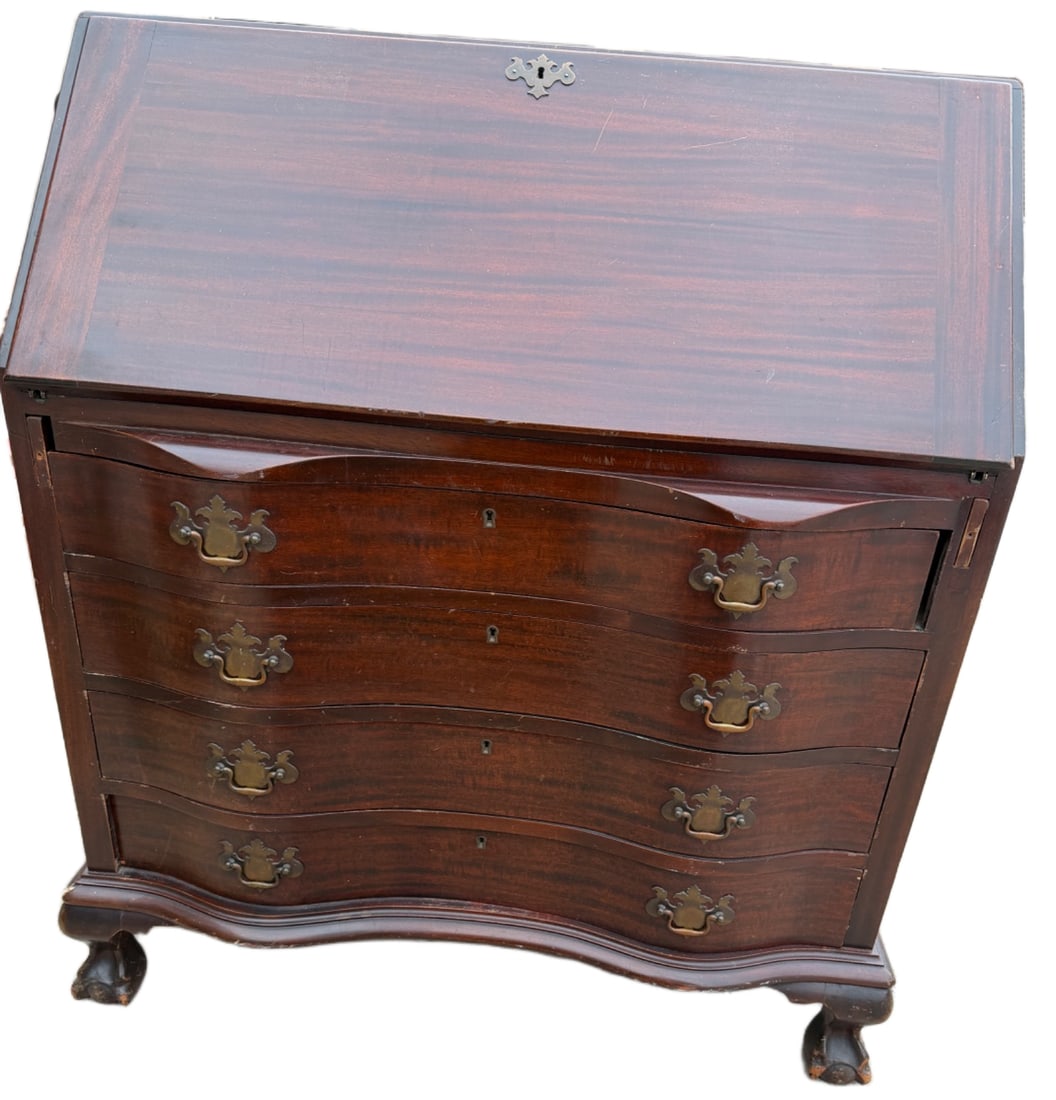 Mahogany Chippendale-Style Slant Front Secretary Desk (1 of 7)