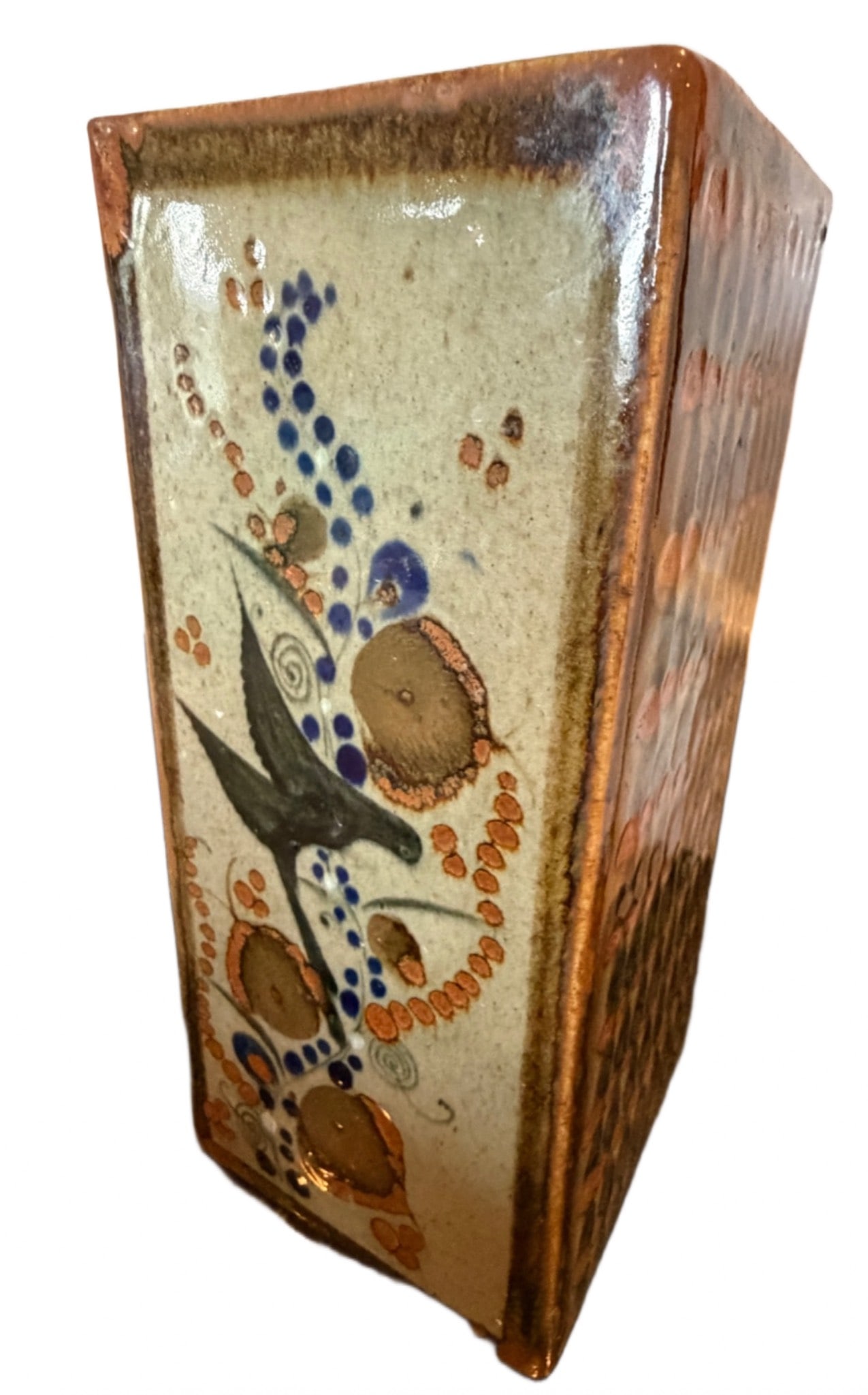 Handcrafted Ceramic Vase With Bird Decoration and Abstract Pattern (1 of 4)