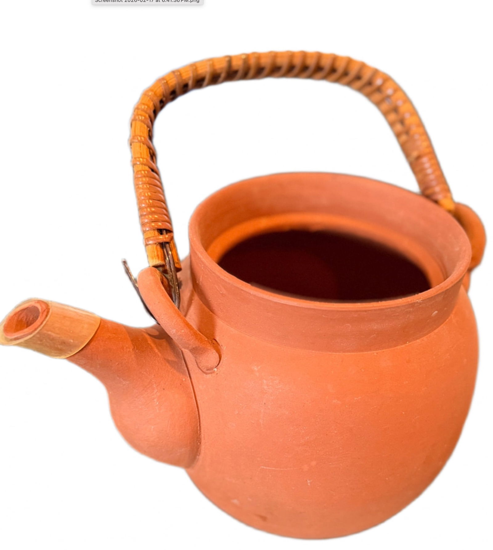 Terracotta Teapot With Woven Handle (1 of 4)