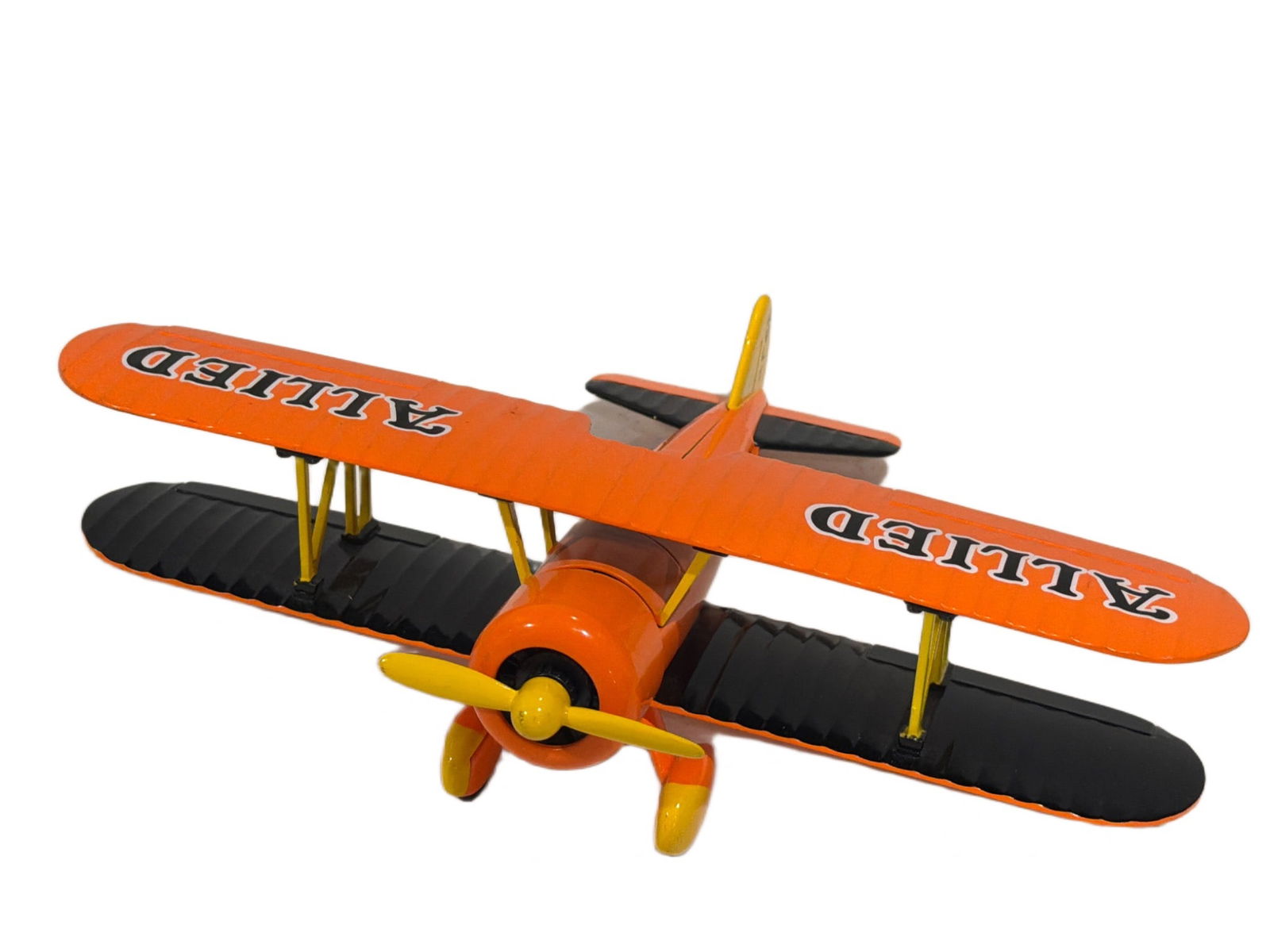 Orange Allied Airlines Metal Biplane Model Collectible (1 of 5)