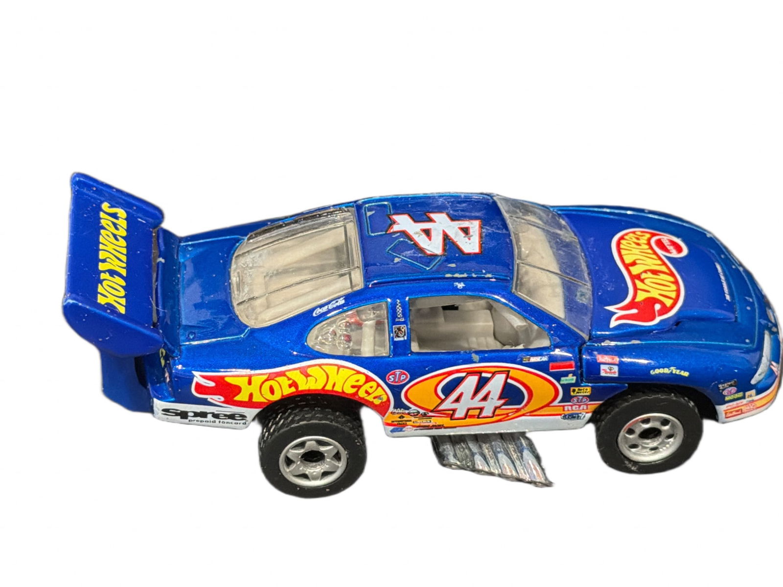 Hot Wheels Blue Die-Cast Car with #44 and Flame Graphics (1 of 4)