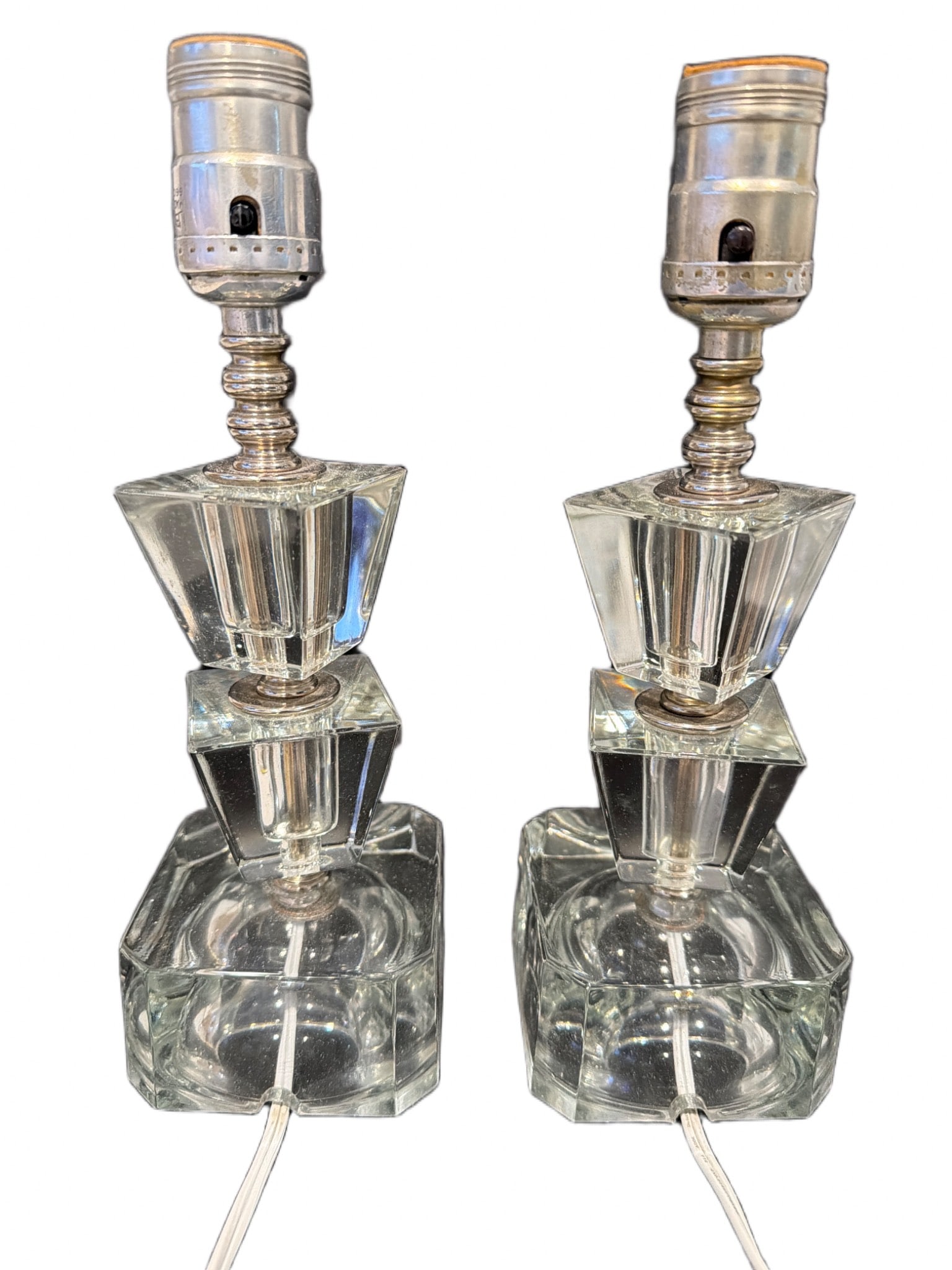 Clear Glass Table Lamps With Geometric Design (1 of 2)