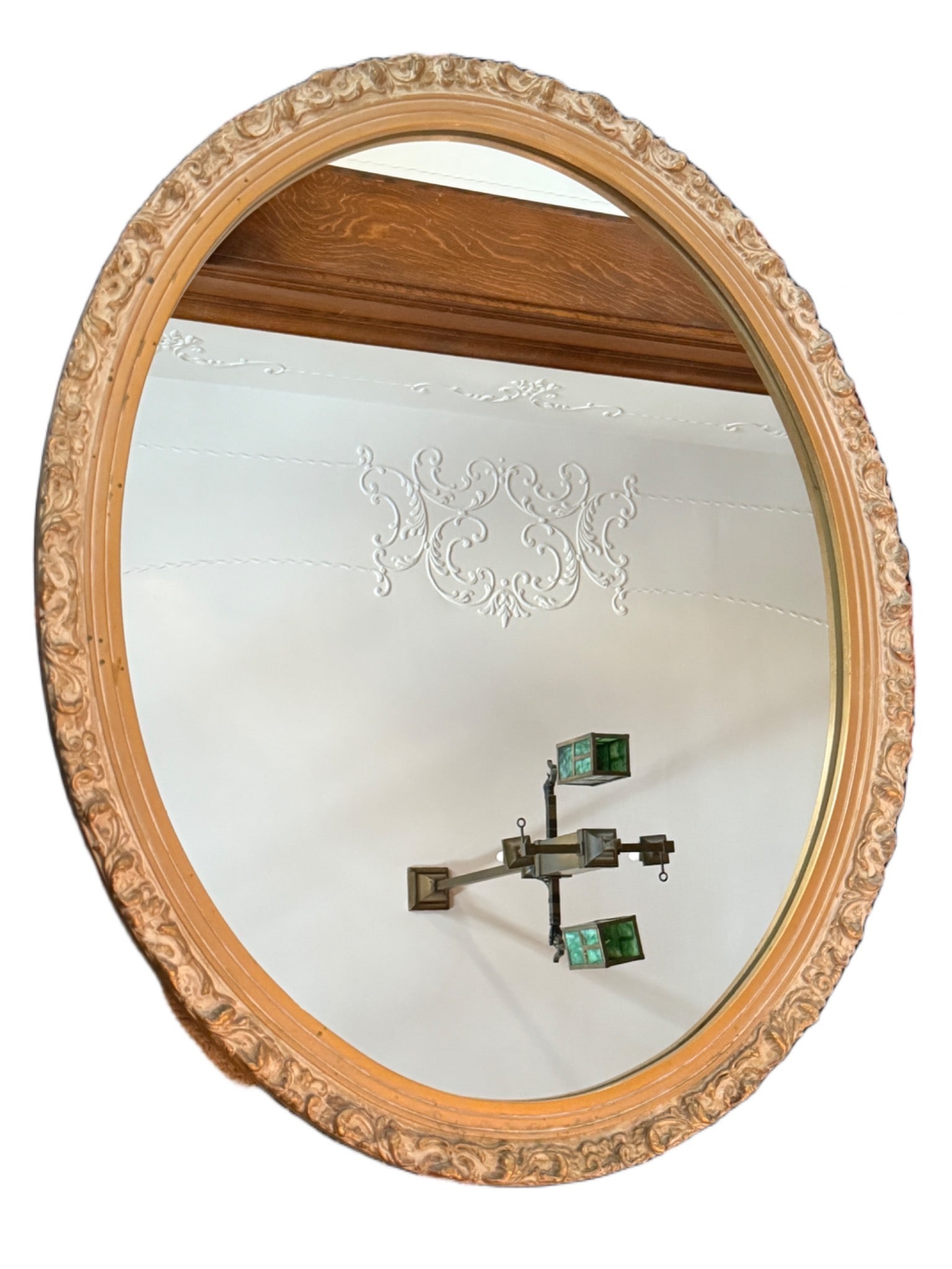 Ornate Oval Wall Mirror With Gold-Tone Frame (1 of 3)