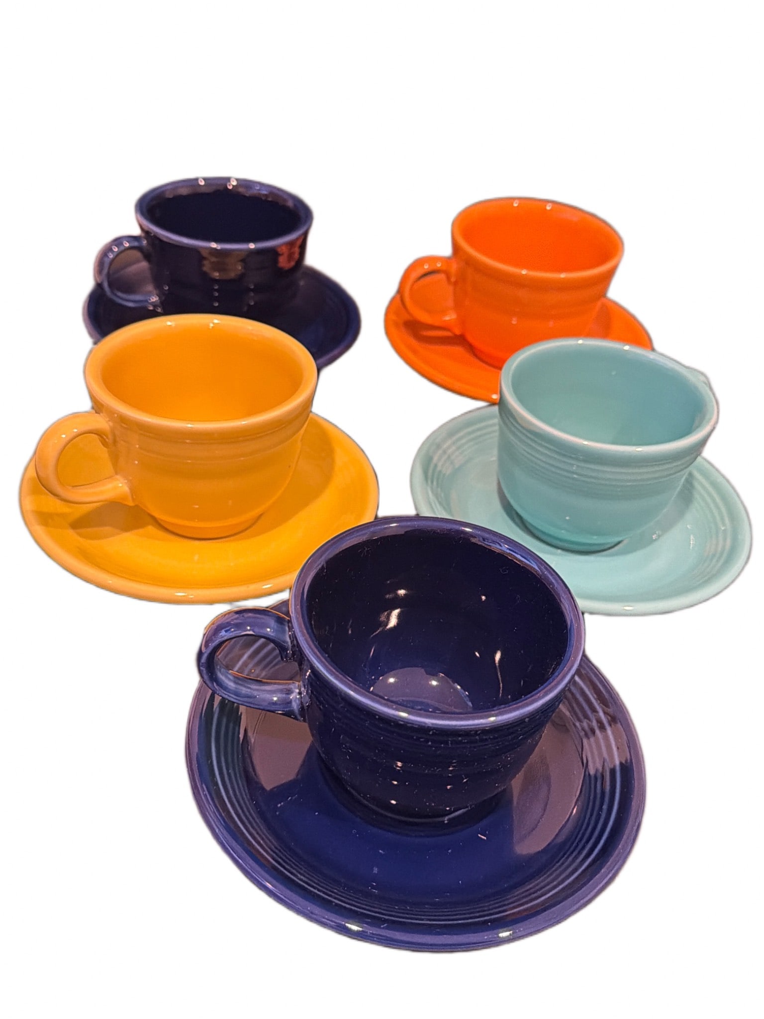 Five Fiesta Cups and Saucers by Homer Laughlin China Co. (1 of 6)