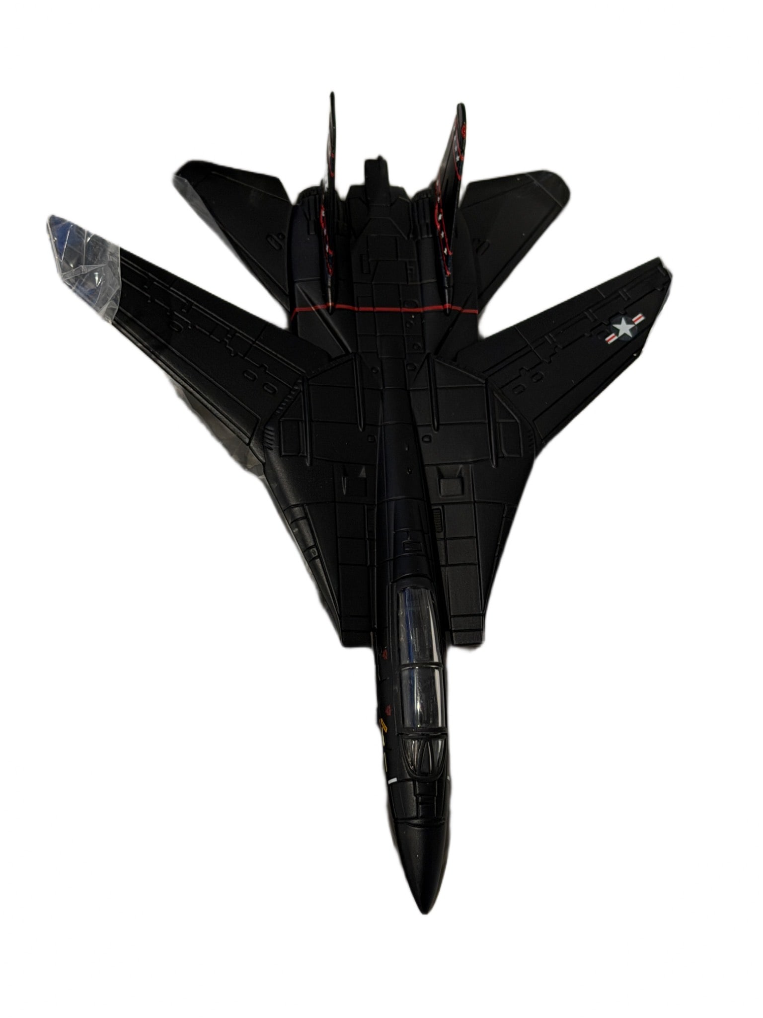 Hallmark Legends In Flight Collectible Jet Plane Ornament: Hallmark Legends in Flight collectible ornament featuring a jet plane model. The piece is black with red detailing and includes a coordinating original box. It is designed as part of the ‘Legends in