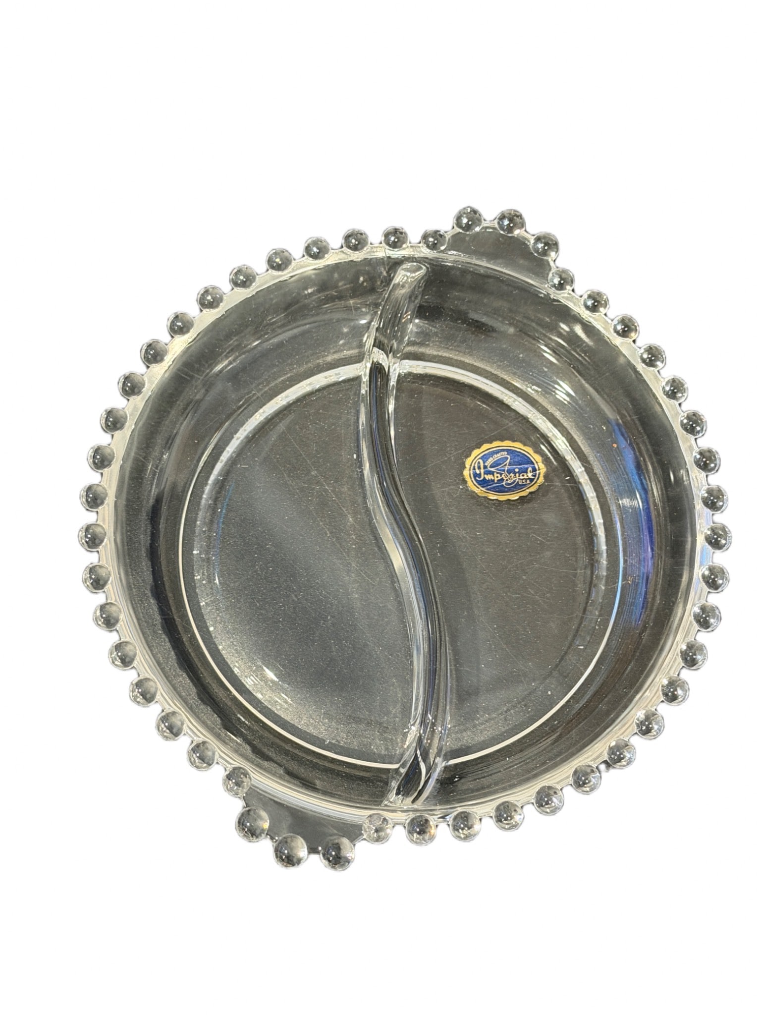 Imperial Glass Clear Divided Dish with Beaded Edge (1 of 5)