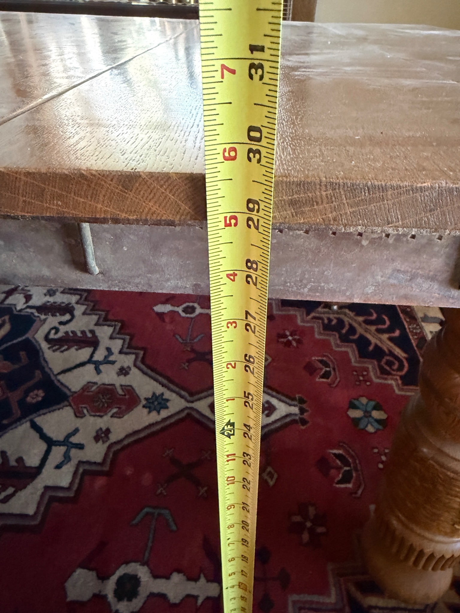 Large Rectangular Wooden Dining Table with Turned Legs - 4