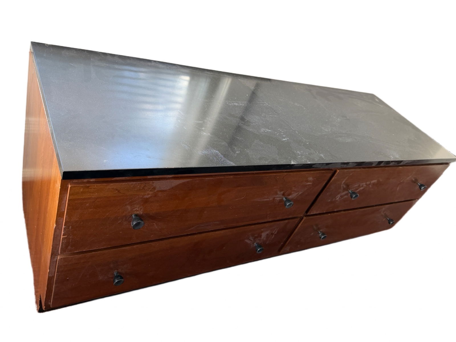 Mid century Six-Drawer Wooden Dresser with Black Top (1 of 9)