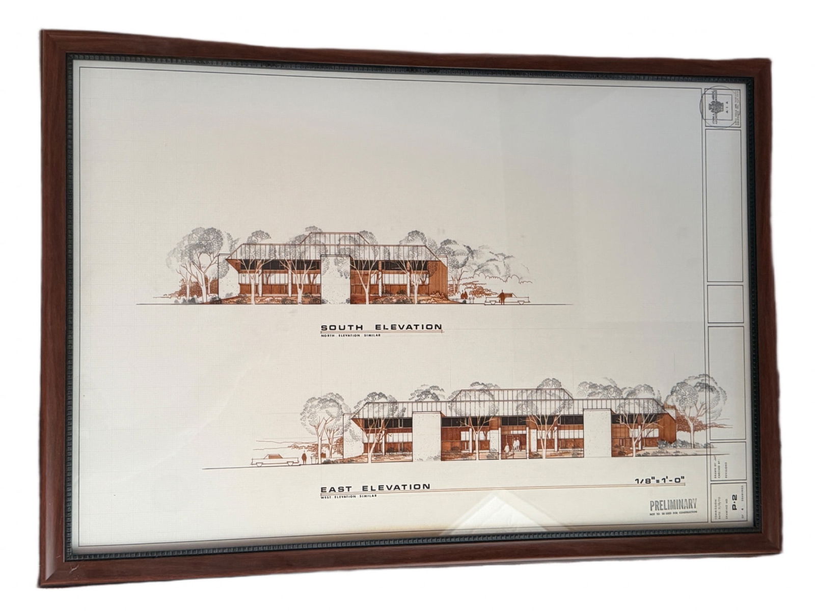 Framed Architectural Elevation Drawings by John A. Assoc. Architects, Boulder (1 of 4)