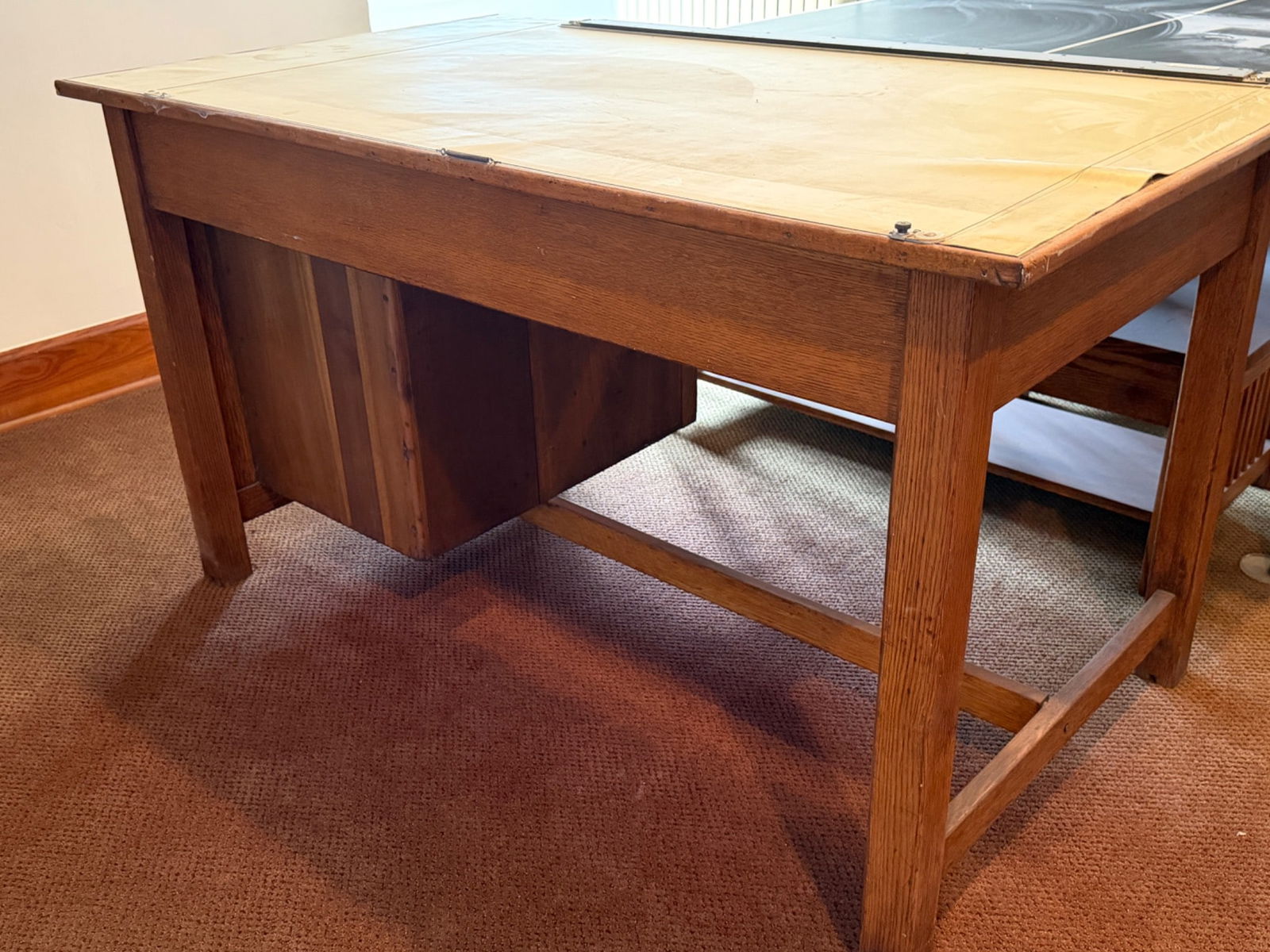 Wooden Drafting Table and Storage - 2