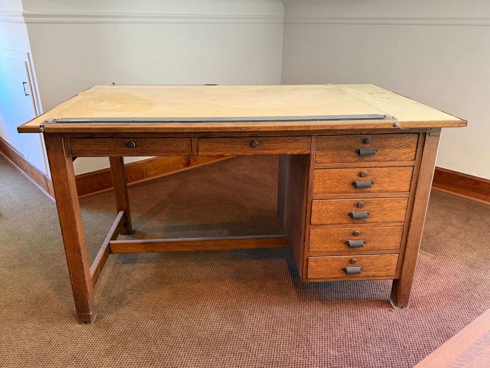 Wooden Drafting Table and Storage - 7