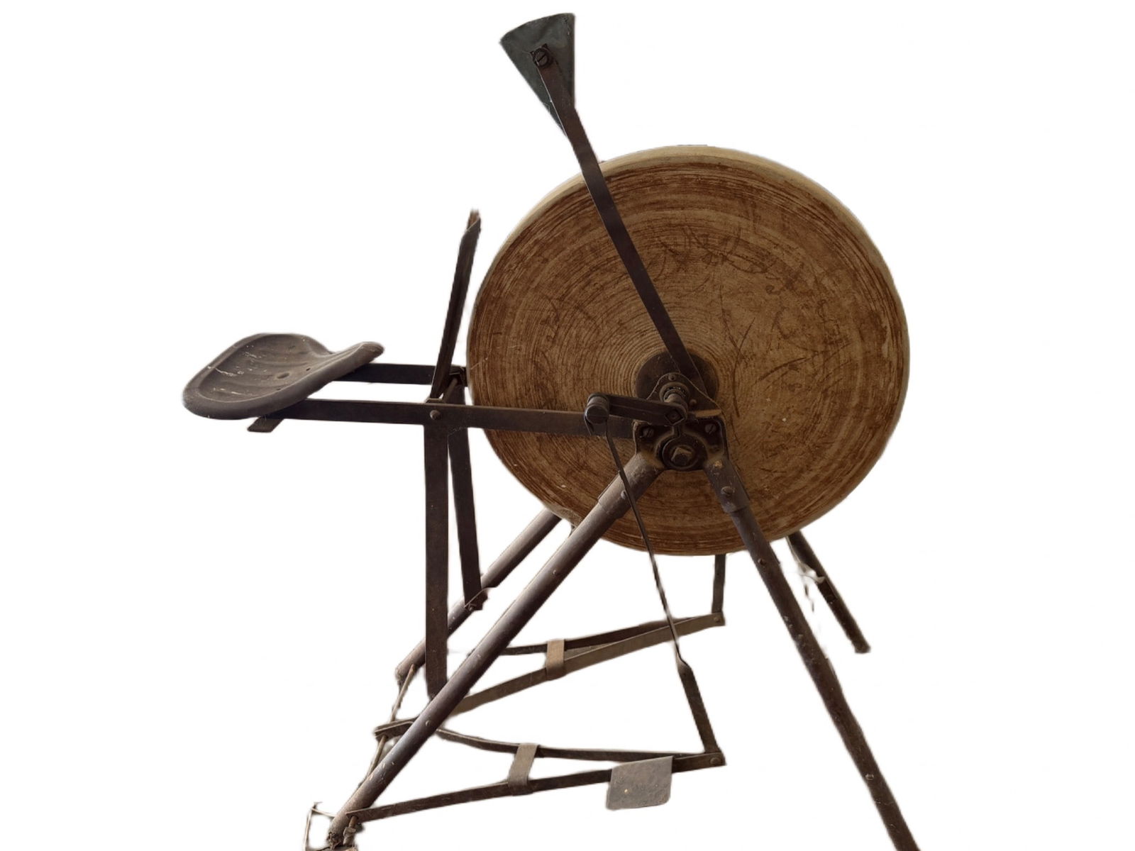 Pedal-Operated Grinding Wheel with Metal Frame and Seat (1 of 2)