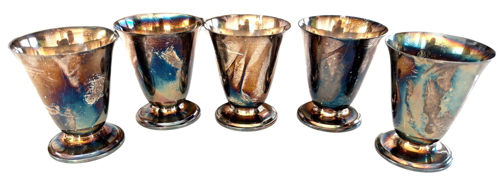 Five Sterling Silver Goblets by Straub & Son Inc., 10.6 oz Total Weight (1 of 5)