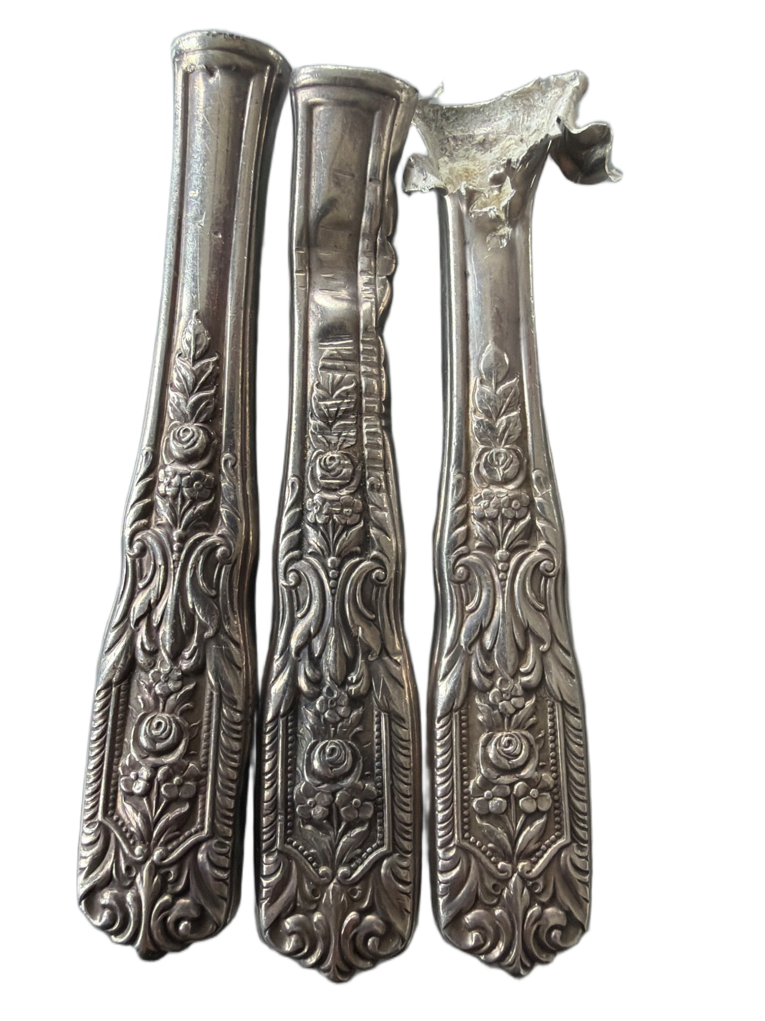 Three 4-Inch Sterling Silver Knife Handles with Ornamental Design (1 of 1)