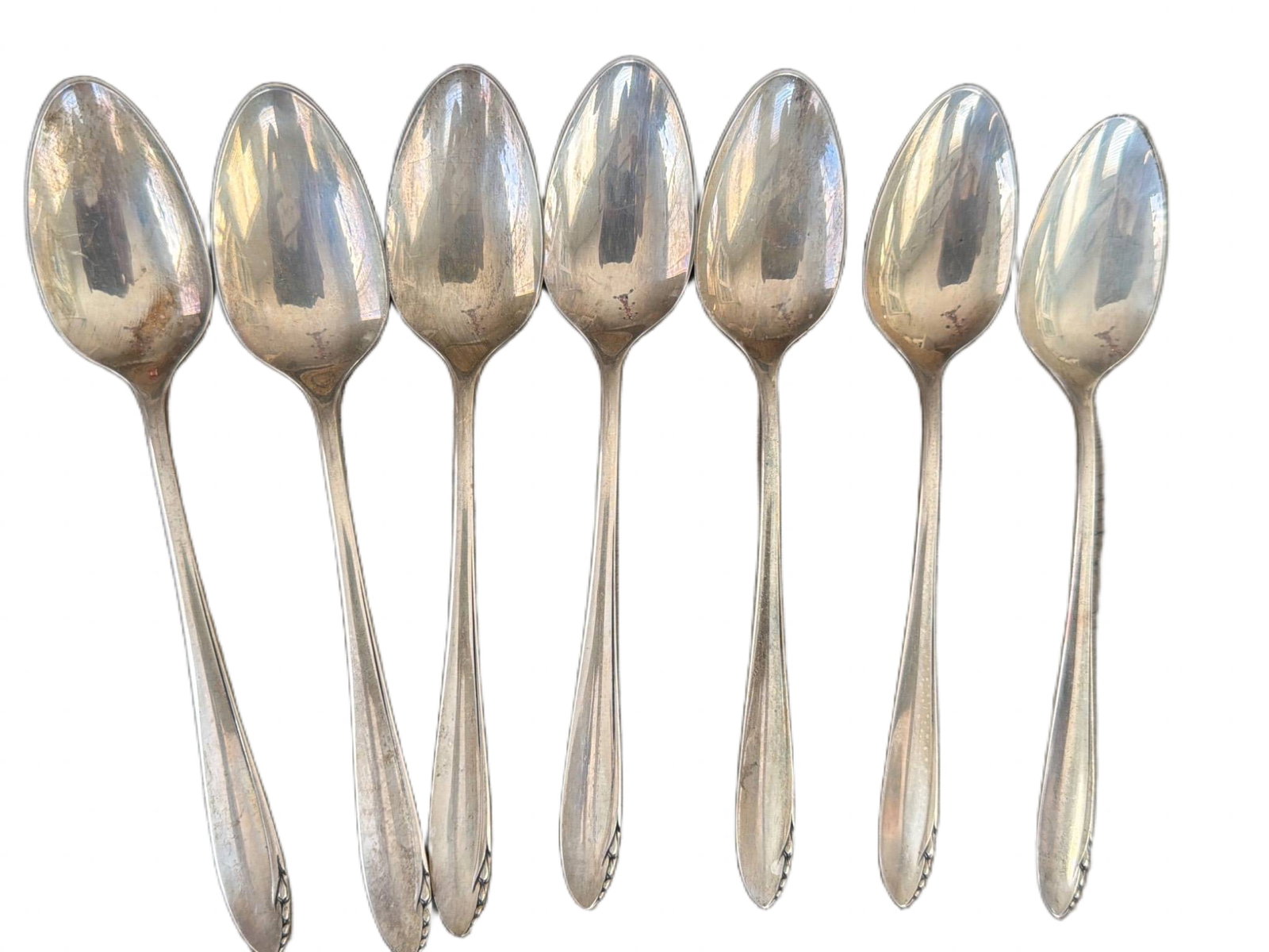 7 Heirloom Sterling Silver ‘Lasting Spring’ Teaspoons, 7.4 oz Total Weight (1 of 4)
