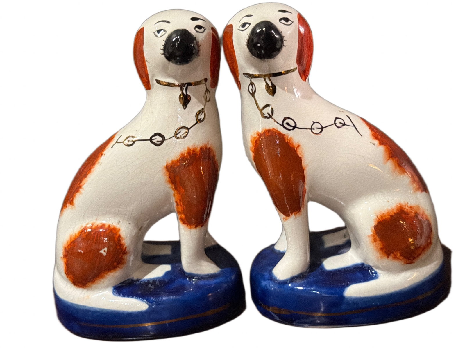 Ceramic Staffordshire-Style Dog Figurines With Painted Details (1 of 5)