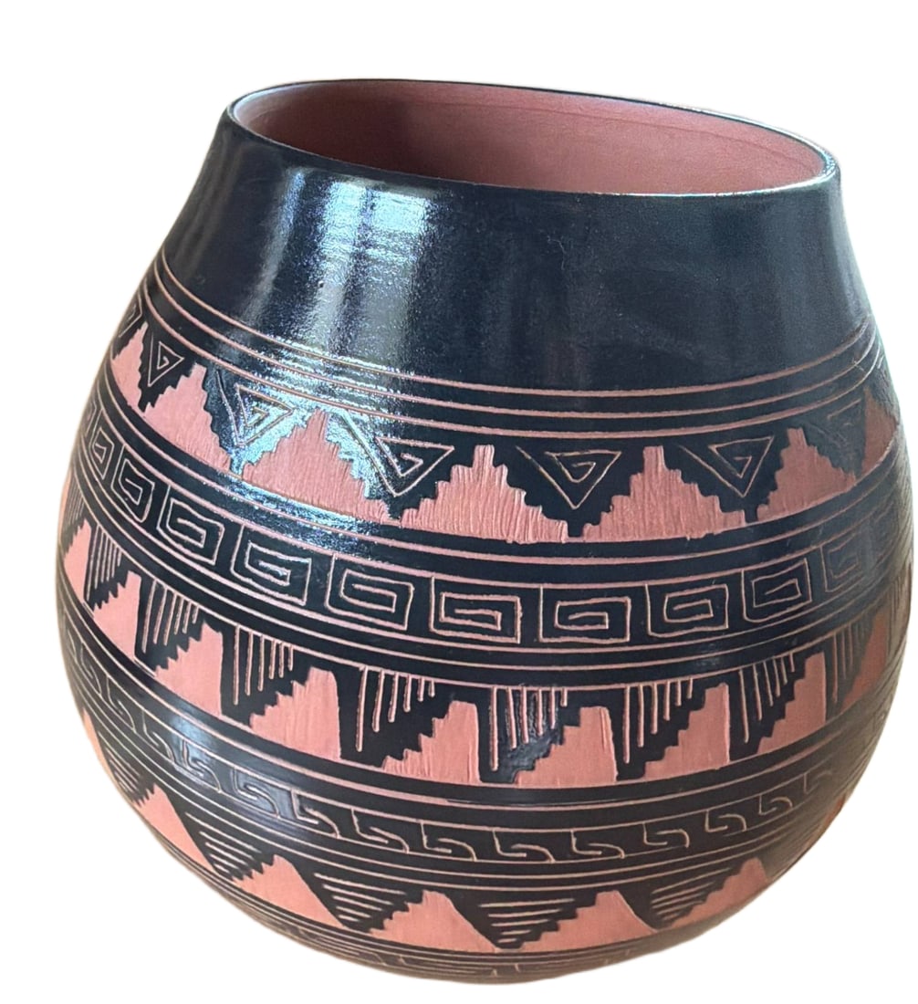 Navajo Black and Terracotta Pottery Vessel by Juanita Davis (1 of 5)