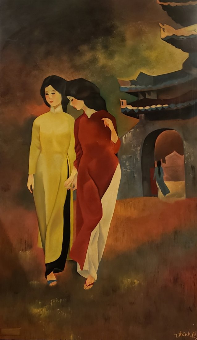 NGUYEN THANH LE 1919-2006 VIETNAM LACQUER PAINTING ON W (1 of 3)