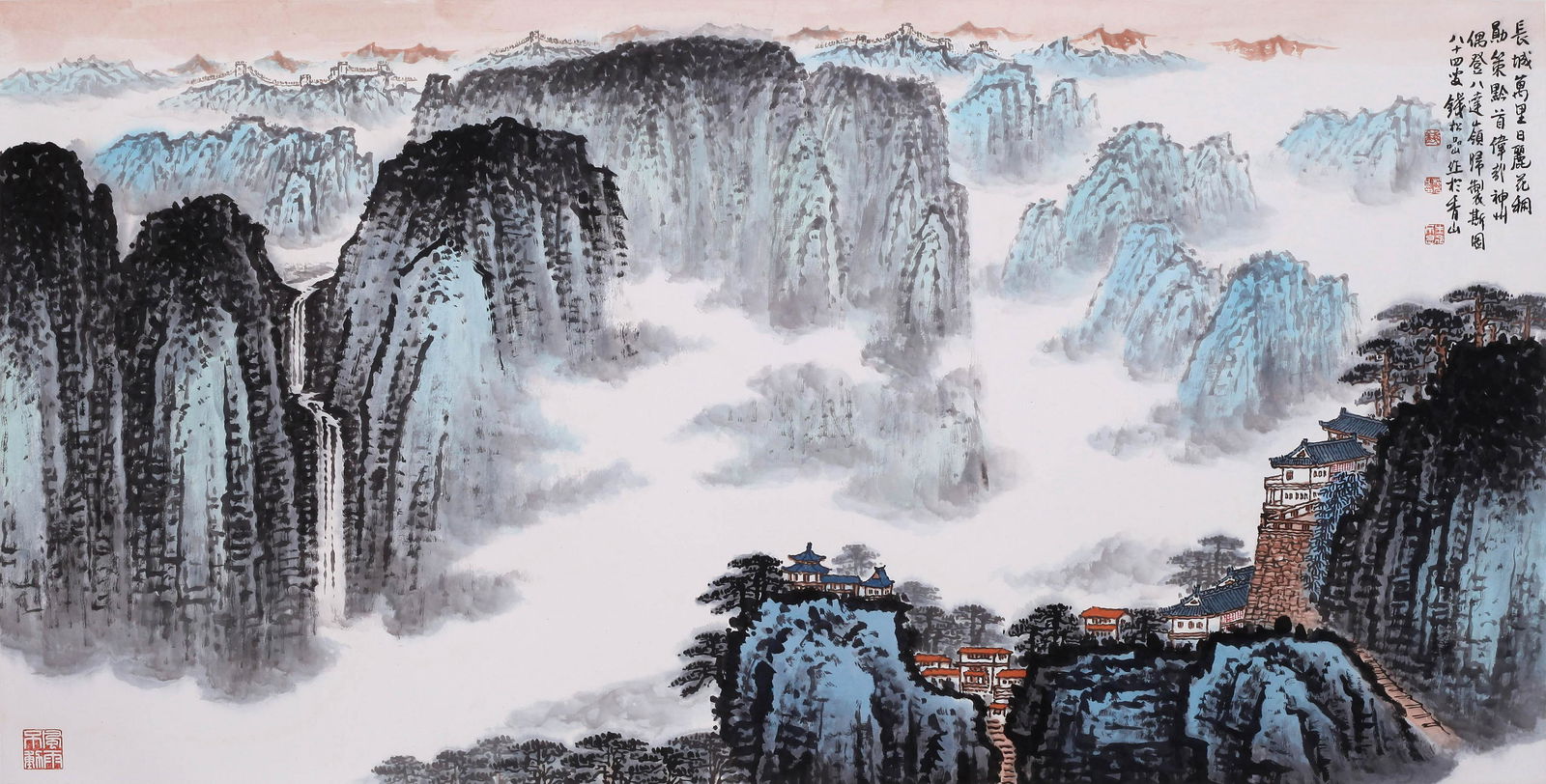CHINESE SCROLL PAINTING OF MOUNTAIN VIEWS SIGNED BY: CHINESE SCROLL PAINTING OF MOUNTAIN VIEWS SIGNED BY QIAN SONGYAN. Image only size 68 cm by 137 cm. Shipping cost $30 to US 48 states and $100 for oversea International delivery. Local pickup at our of