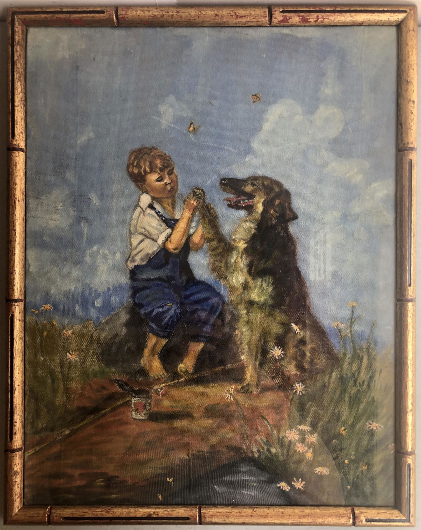 EDWARD JOAN HARTMANN OIL ON BOARD BOY AND DOG (1 of 5)