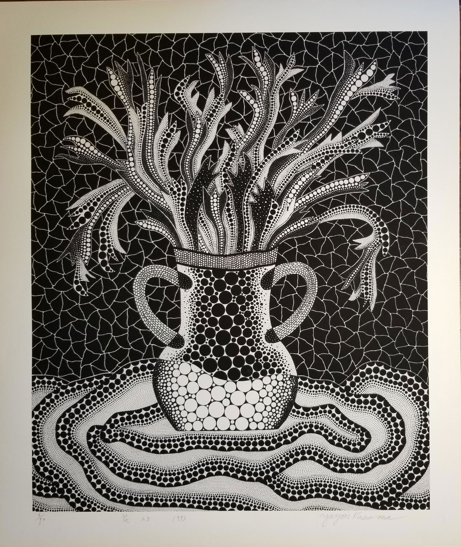 YAYOI KUSAMA FLOWER SCREENPRINT ON PAPER (1 of 3)