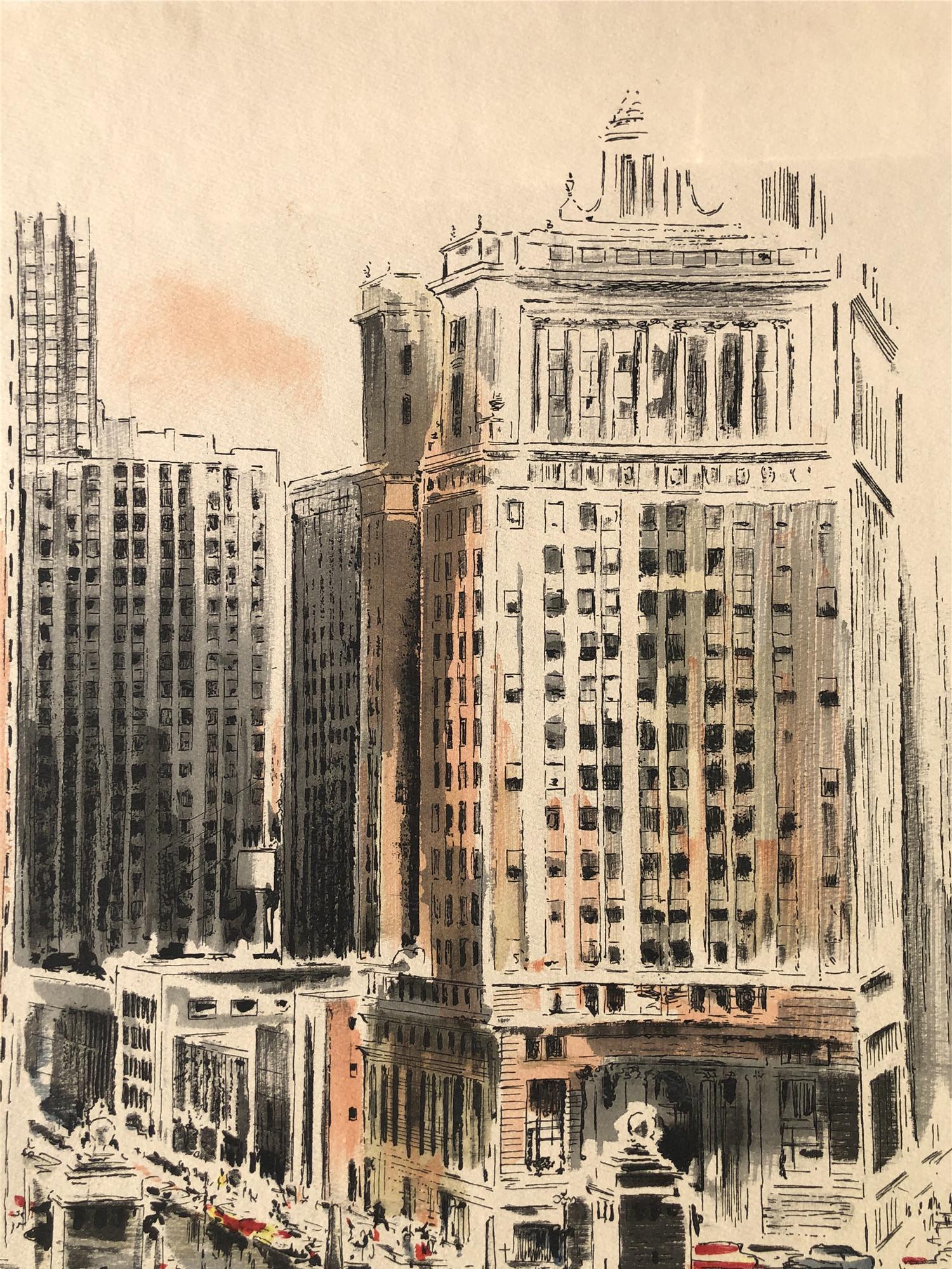 COLOR PRINT OF CHICAGO CITY VIEWS ON PAPER SIGNED (1 of 5)