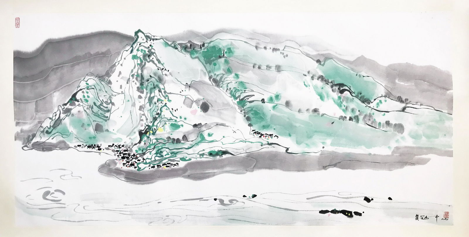 CHINESE SCROLL PAINTING OF LANDSCAPE SIGNED BY WU (1 of 6)