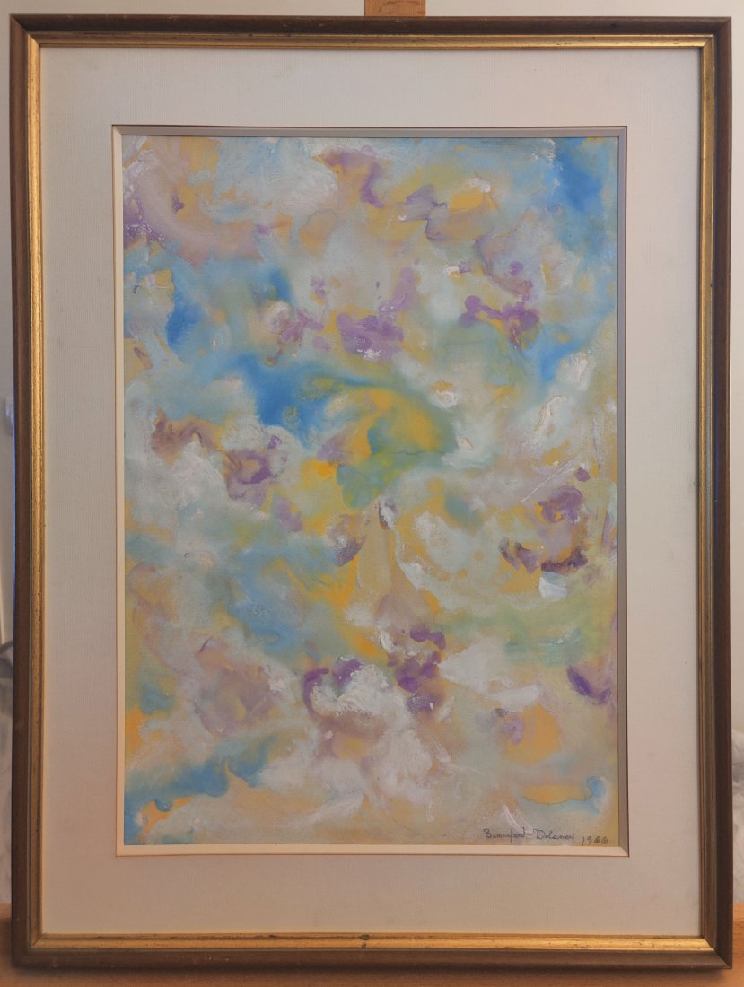 BEAUFORD DELANEY 1901-1979 GOUACHE ON PAPER ABSTRACT (1 of 4)