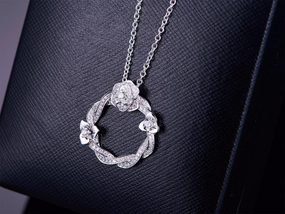 18K WHITE GOLD DIAMOND PIAGET FLOWER PENDANT NECKLACE (1 of 3)