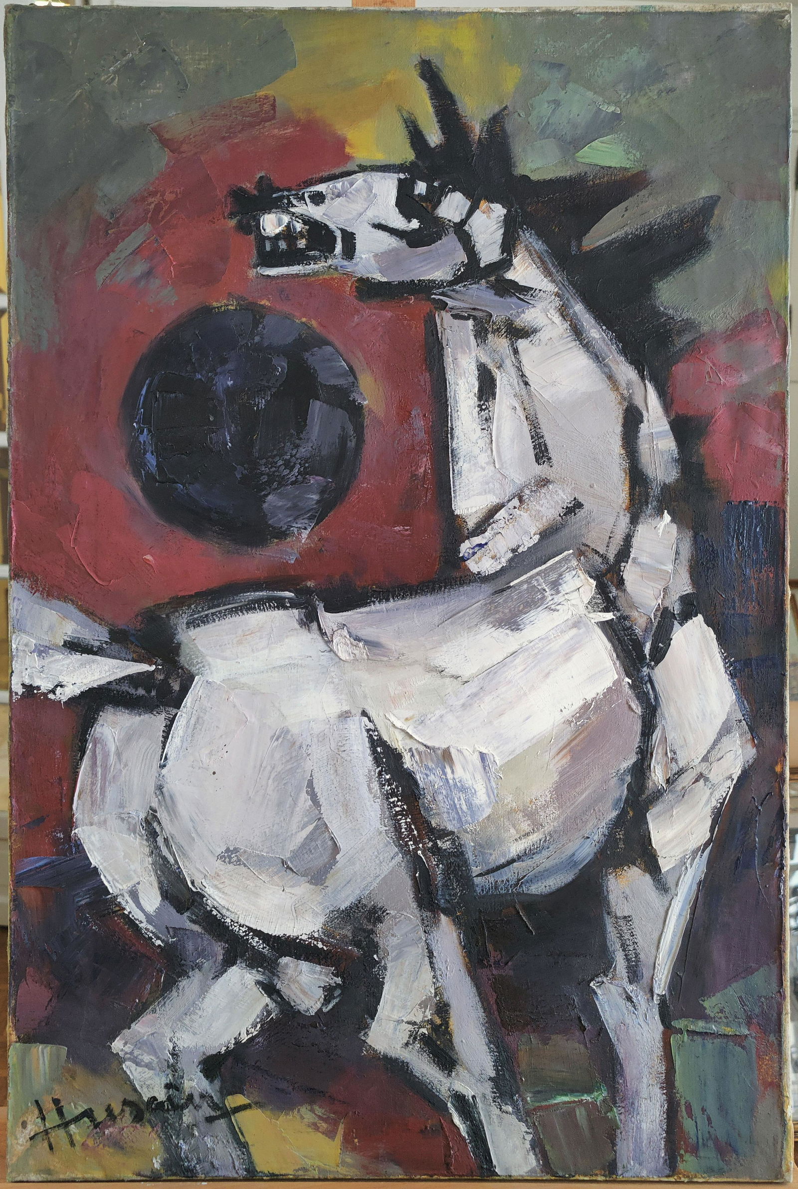 MAQBOOL FIDA HUSAIN 1915-2011 INDIAN OIL ON CANVAS (1 of 4)