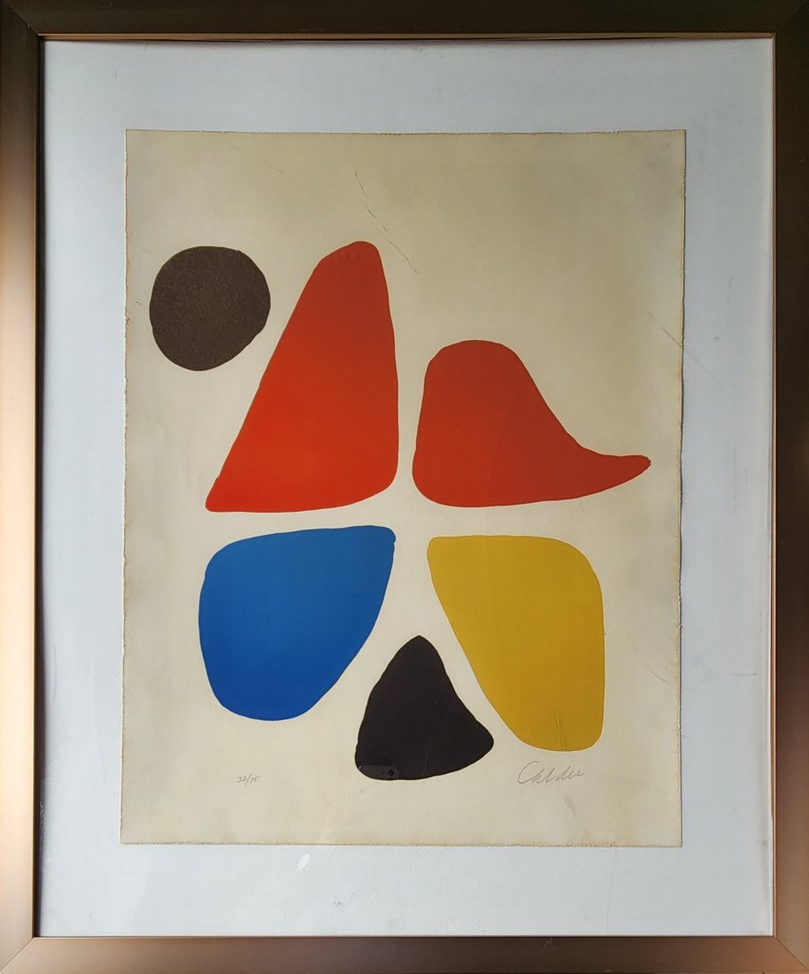 ALEXANDER CALDER 1898-1976 SCREENPRINT CARREFOUR: ALEXANDER CALDER 1898-1976 SCREENPRINT CARREFOUR. Alexander Calder (1898-1976) , Carrefour. 1971. Signed and numbered 32/75. size 26in by 20.5in. Shipping cost incluing pack ange deliver to US address