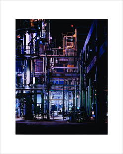 EDWARD BURTYNSKY CANADIAN PRINT FROM ORIGINAL COLOR NEGATIVE: EDWARD BURTYNSKY CANADIAN PRINT FROM ORIGINAL COLOR NEGATIVE. Edward Burtynsky ( b. 1955) Oil Refineries no.22 St .John, New Brunswick, 1999. Chromogenic print made from original color negative. Print