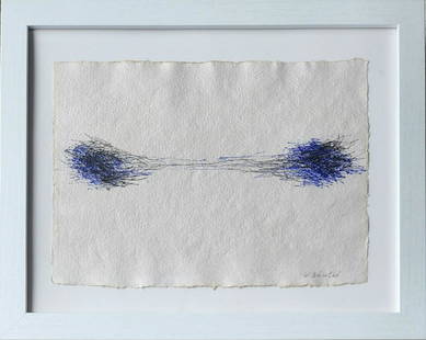 WILLIAM ANASTASI INK ON PAPER ABSTRACT: WILLIAM ANASTASI INK ON PAPER ABSTRACT. William Anastasii b.1933. "Walking Drawing". ink on paper. Size paper 11.5in by 8 1/4 in or 29cm by 21cm. We show here a photo of exhibition when this artwork w