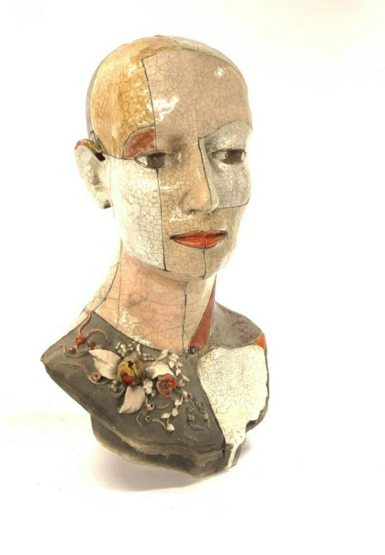 ZBIGNIEW CHOJNACKI SCULPTURE RAKU POTTERY BUST (1 of 5)