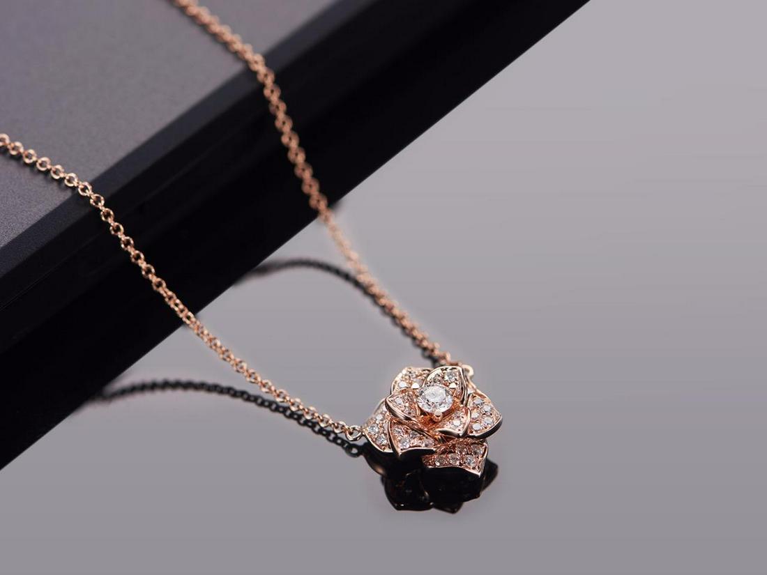18K ROSE GOLD DIAMOND PIAGET ROSE NECKLACE (1 of 2)