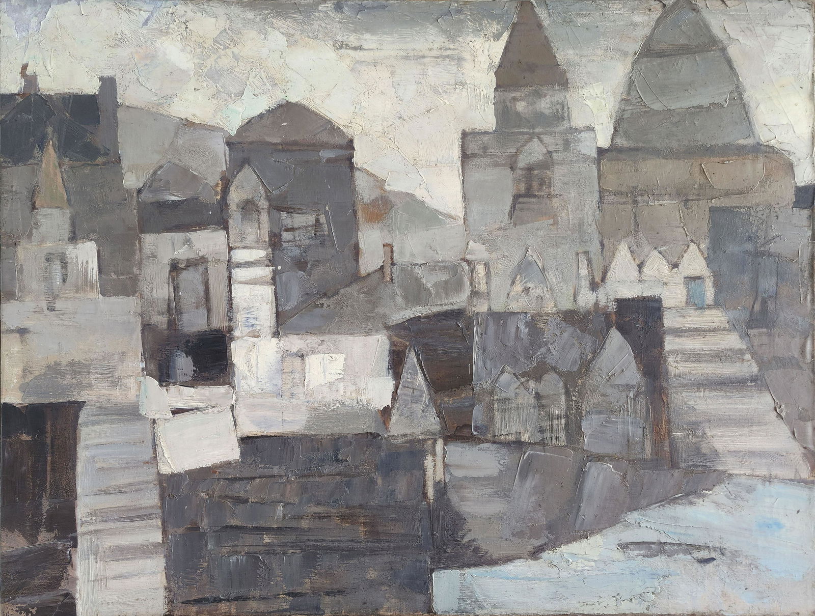 RAM KUMAR 1924-2018 INDIAN OIL PAINTING ON CANVAS VARANASI (1 of 9)