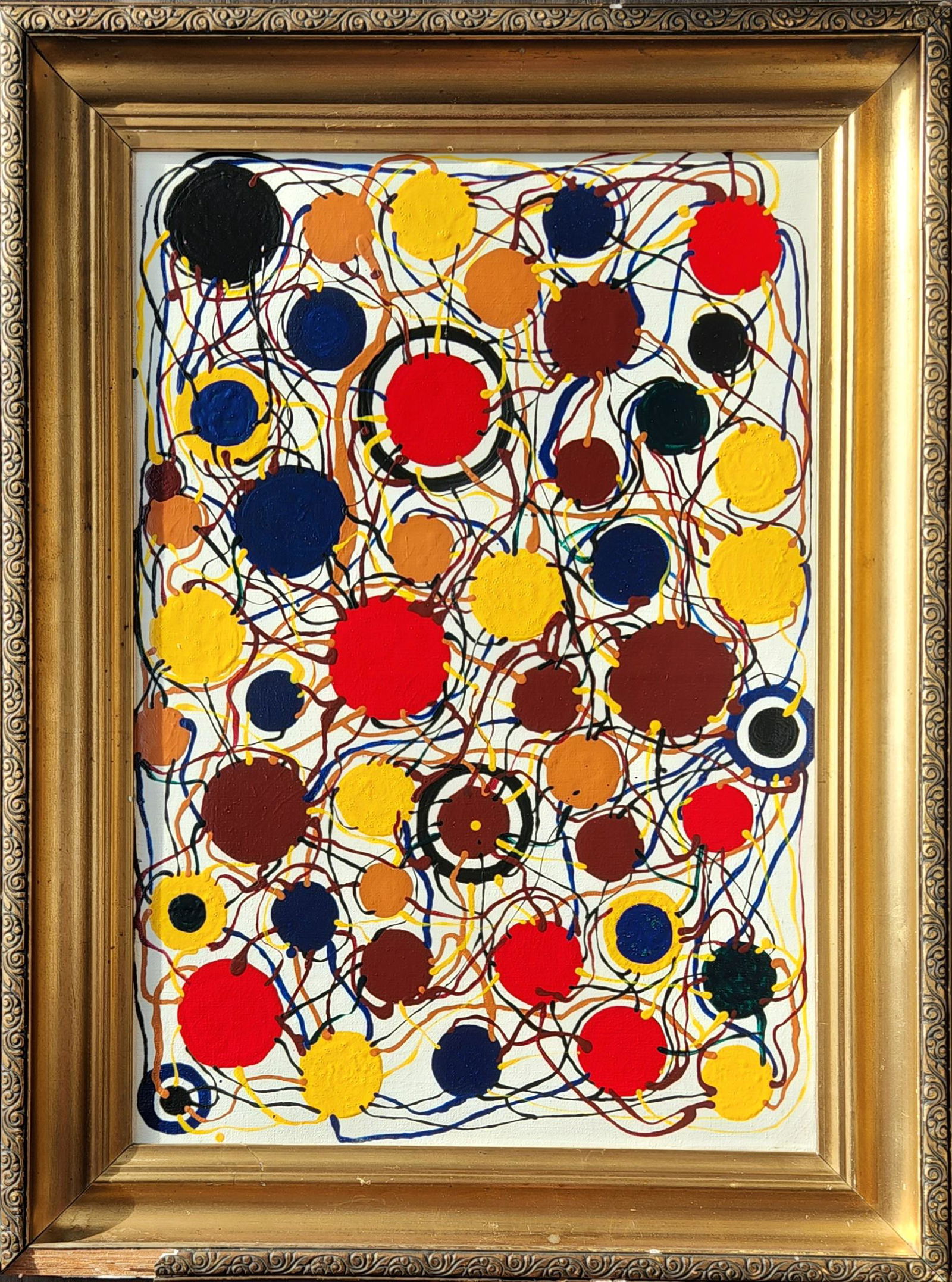 ATSUKO TANAKA 1932-2005 JAPANESE ABSTRACT OIL PAINTING ON CANVAS (1 of 2)