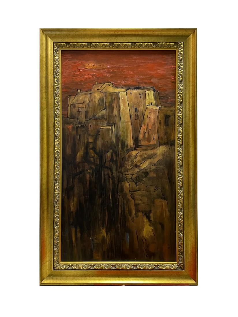 CHEONG SOO PIENG 1917-1983 SINGAPORE OIL PAINTING ON CANVAS ABSTRACT (1 of 5)