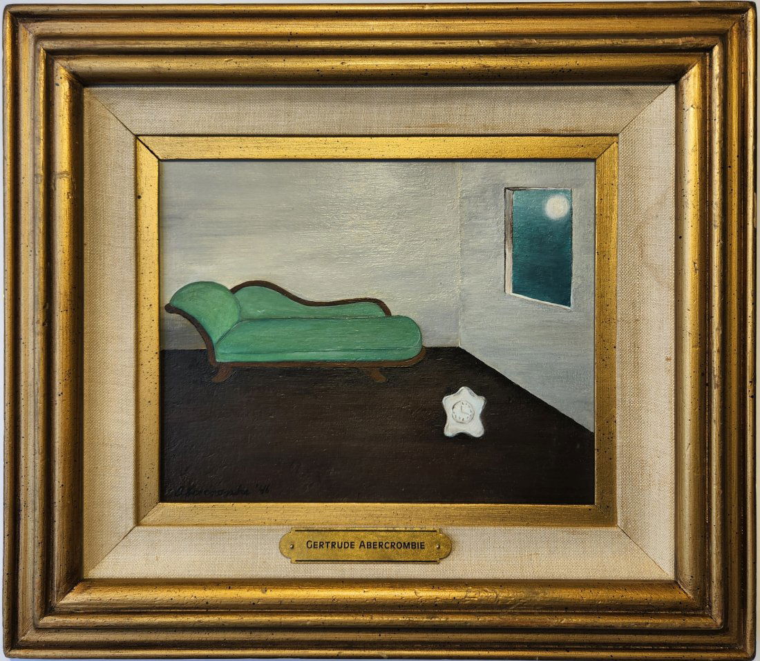 GERTRUDE ABERCROMBIE 1909-1977 COUCH ON WINDOW MASONITE (1 of 4)