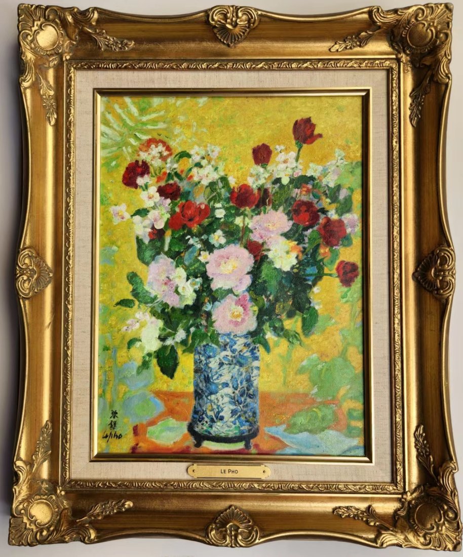 LE PHO 1907-2001 FRENCH VIETNAMESE OIL PAINTING ON CANVAS STILL LIFE FLOWER (1 of 6)