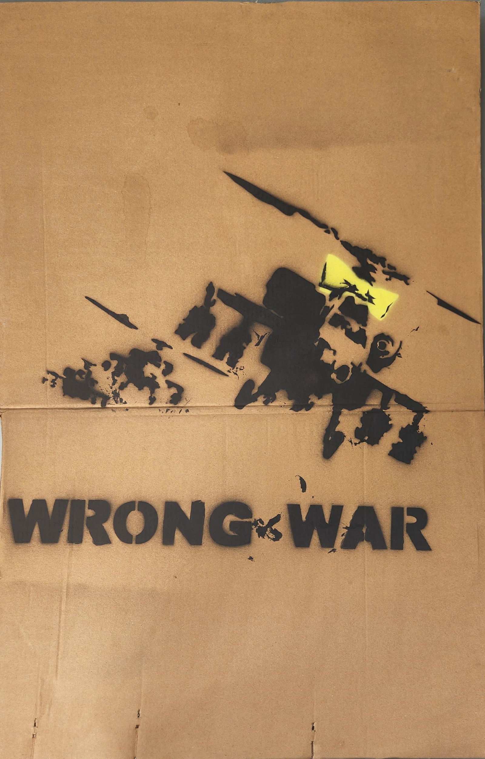 BANKSY B1974 BRITISH STENCIL ON CARDBOARD WRONG WAR (1 of 5)