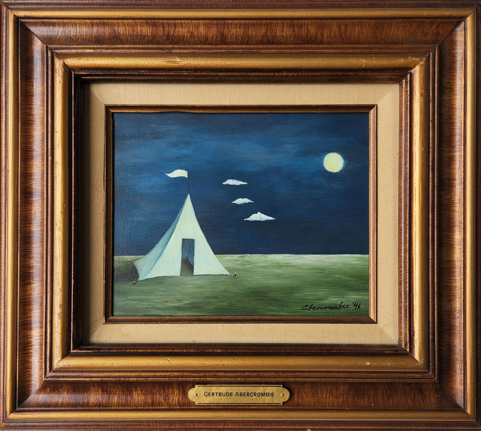 GERTRUDE ABERCROMBIE 1909-1977 TENT UNDER MOON ON MASONITE (1 of 8)